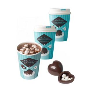 Bombe coeur de chocolat noir et ses petites guimauves