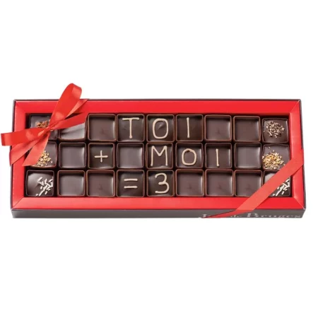 BOITE À MESSAGE CHOCOLATS FOURRÉ ASSORTIS -3 LIGNES