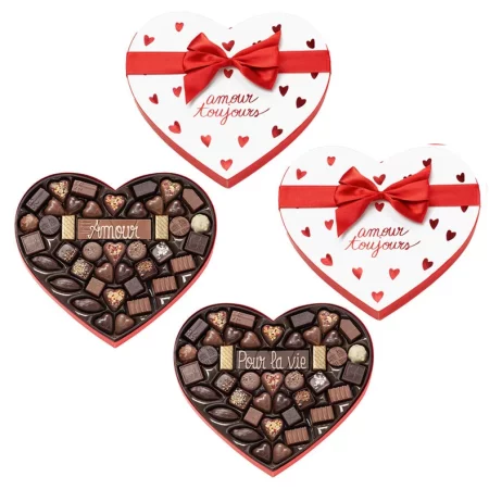 GRANDE BOITE CŒUR SAINT VALENTIN ET SA BARRE DE CHOCOLAT – BLANCHE