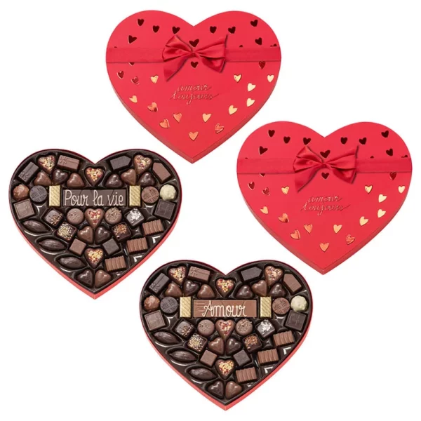 GRANDE BOITE CŒUR SAINT VALENTIN ET SA BARRE DE CHOCOLAT – ROUGE