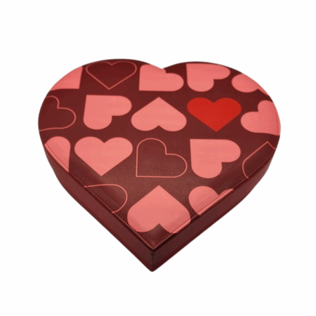 Cœur "Rose" avec 750g de chocolats - 25cm