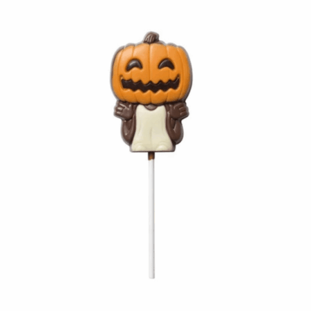 Sucette citrouille Penny et robe blanche - chocolat au lait